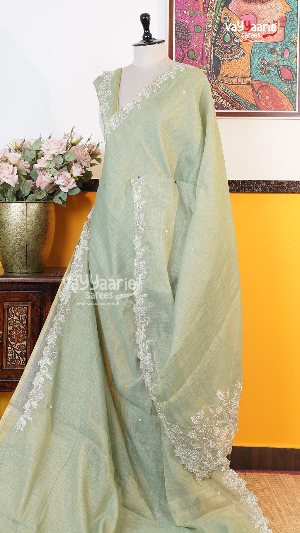 Pista Green Fancy Saree | Fancy Ethnic Wear Saree | Vayyaarie Sarees