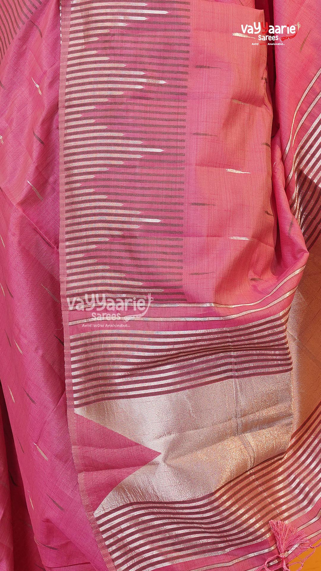 Pink Semi Dupion Silk Saree | Fancy Ethnic Wear Saree | Vayyaarie Sarees
