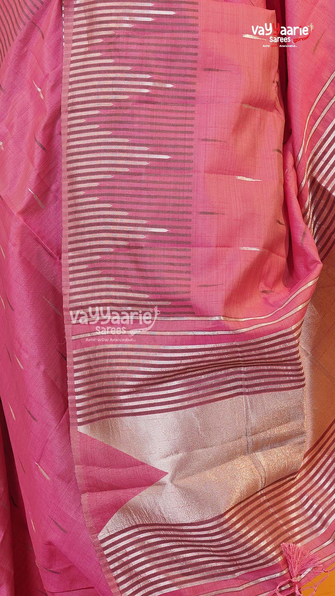 Pink Semi Dupion Silk Saree | Fancy Ethnic Wear Saree | Vayyaarie Sarees