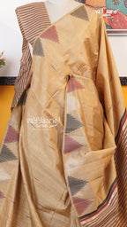 Biscuit Semi Dupion Silk Saree | Fancy Ethnic Wear Saree | Vayyaarie Sarees