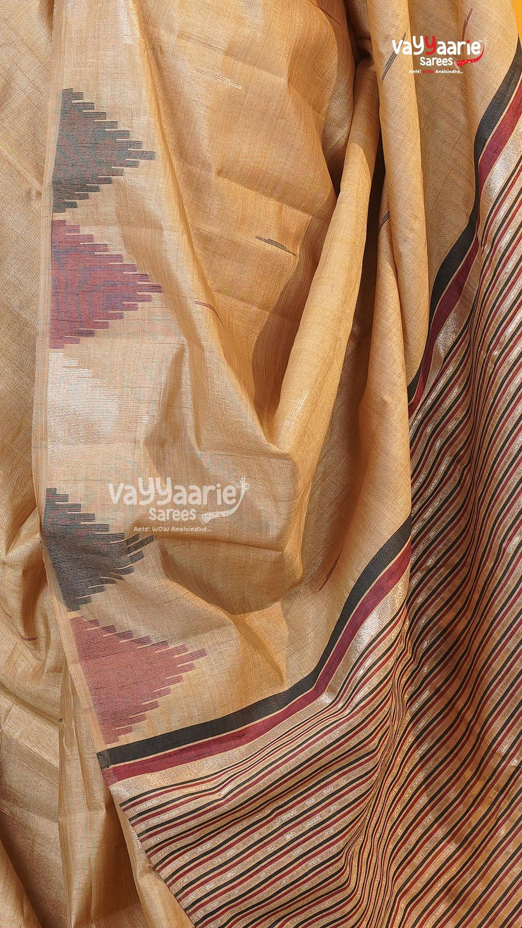 Biscuit Semi Dupion Silk Saree | Fancy Ethnic Wear Saree | Vayyaarie Sarees