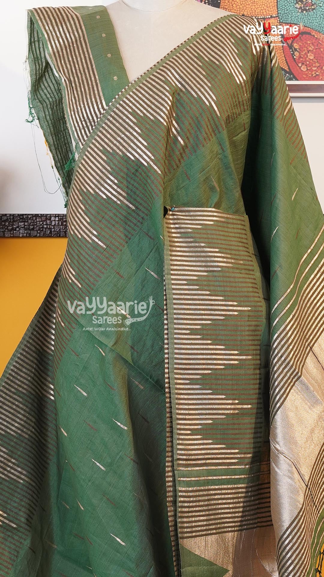 Mehendi Green Semi Dupion Silk Saree | Fancy Ethnic Wear Saree | Vayyaarie Sarees