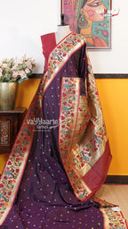 Wine Semi Paithani Saree | Traditional Ethnic Saree | Vayyaarie Sarees