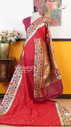 Red Semi Paithani Saree | Traditional Ethnic Saree | Vayyaarie Sarees