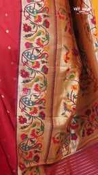 Red Semi Paithani Saree | Traditional Ethnic Saree | Vayyaarie Sarees