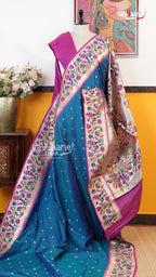 Peacock Blue Semi Paithani Saree | Traditional Ethnic Saree | Vayyaarie Sarees