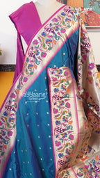 Peacock Blue Semi Paithani Saree | Traditional Ethnic Saree | Vayyaarie Sarees