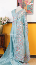 Sky Blue Glass Tissue Saree | Fancy Ethnic Wear Saree | Vayyaarie Sarees