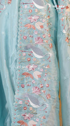 Sky Blue Glass Tissue Saree | Fancy Ethnic Wear Saree | Vayyaarie Sarees