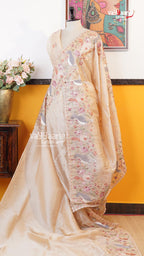 Biscuit Glass Tissue Saree | Fancy Ethnic Wear Saree | Vayyaarie Sarees