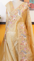 Gold Glass Tissue Saree | Fancy Ethnic Wear Saree | Vayyaarie Sarees