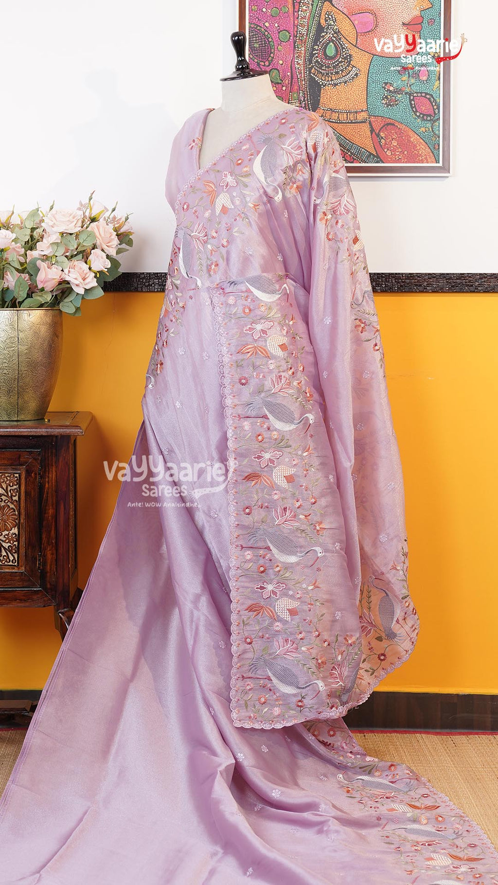 Lavender Glass Tissue Saree | Fancy Ethnic Wear Saree | Vayyaarie Sarees