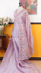 Lavender Glass Tissue Saree | Fancy Ethnic Wear Saree | Vayyaarie Sarees