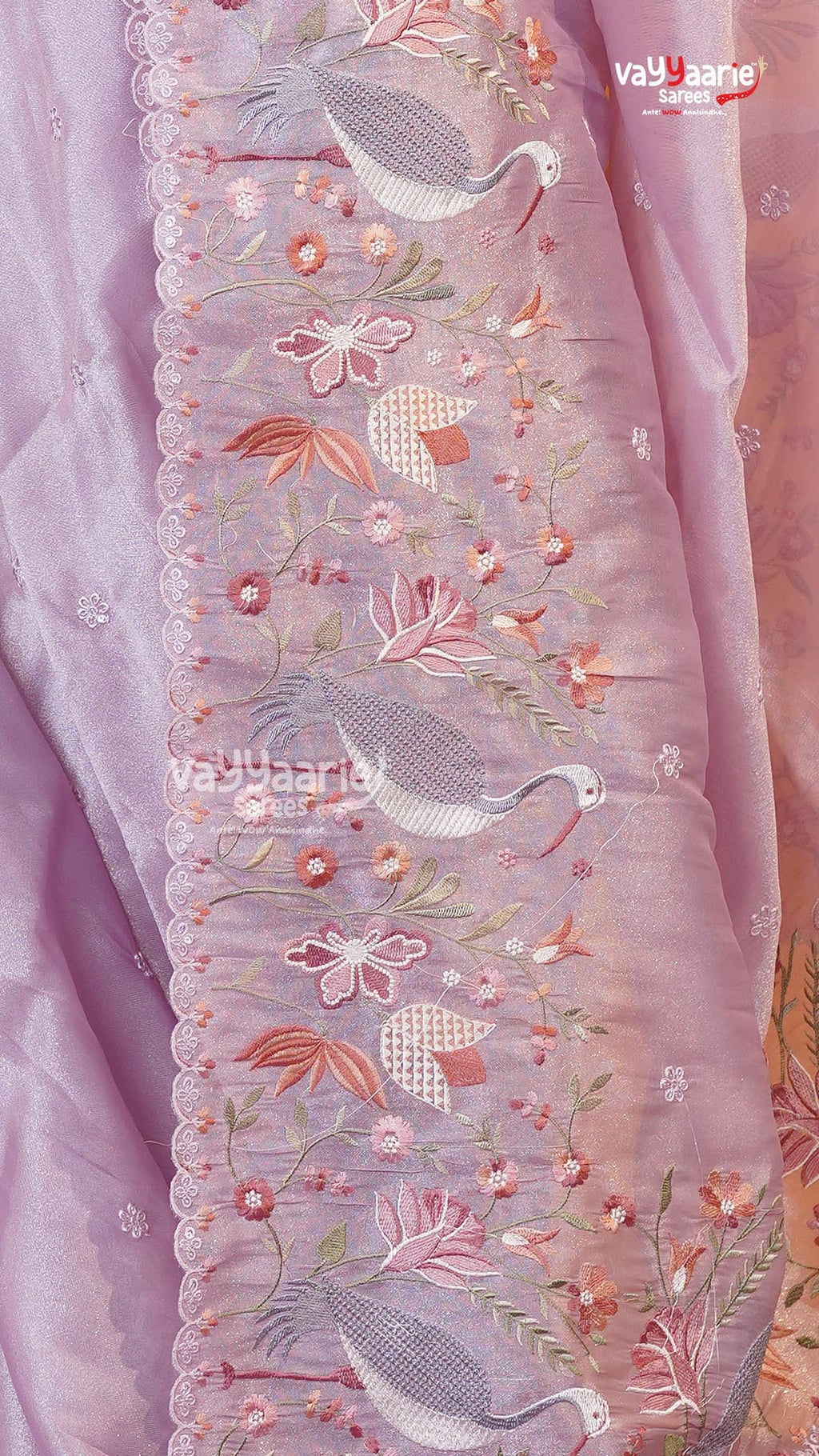 Lavender Glass Tissue Saree | Fancy Ethnic Wear Saree | Vayyaarie Sarees