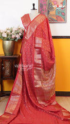 Red Semi Dupion Silk Saree | Fancy Ethnic Wear Saree | Vayyaarie Sarees