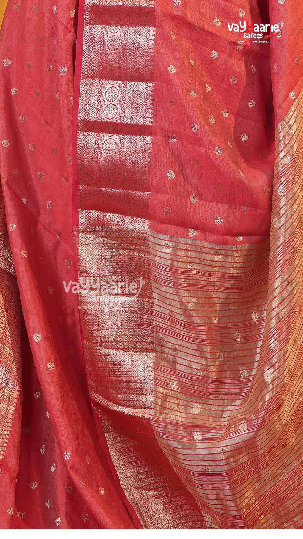 Red Semi Dupion Silk Saree | Fancy Ethnic Wear Saree | Vayyaarie Sarees