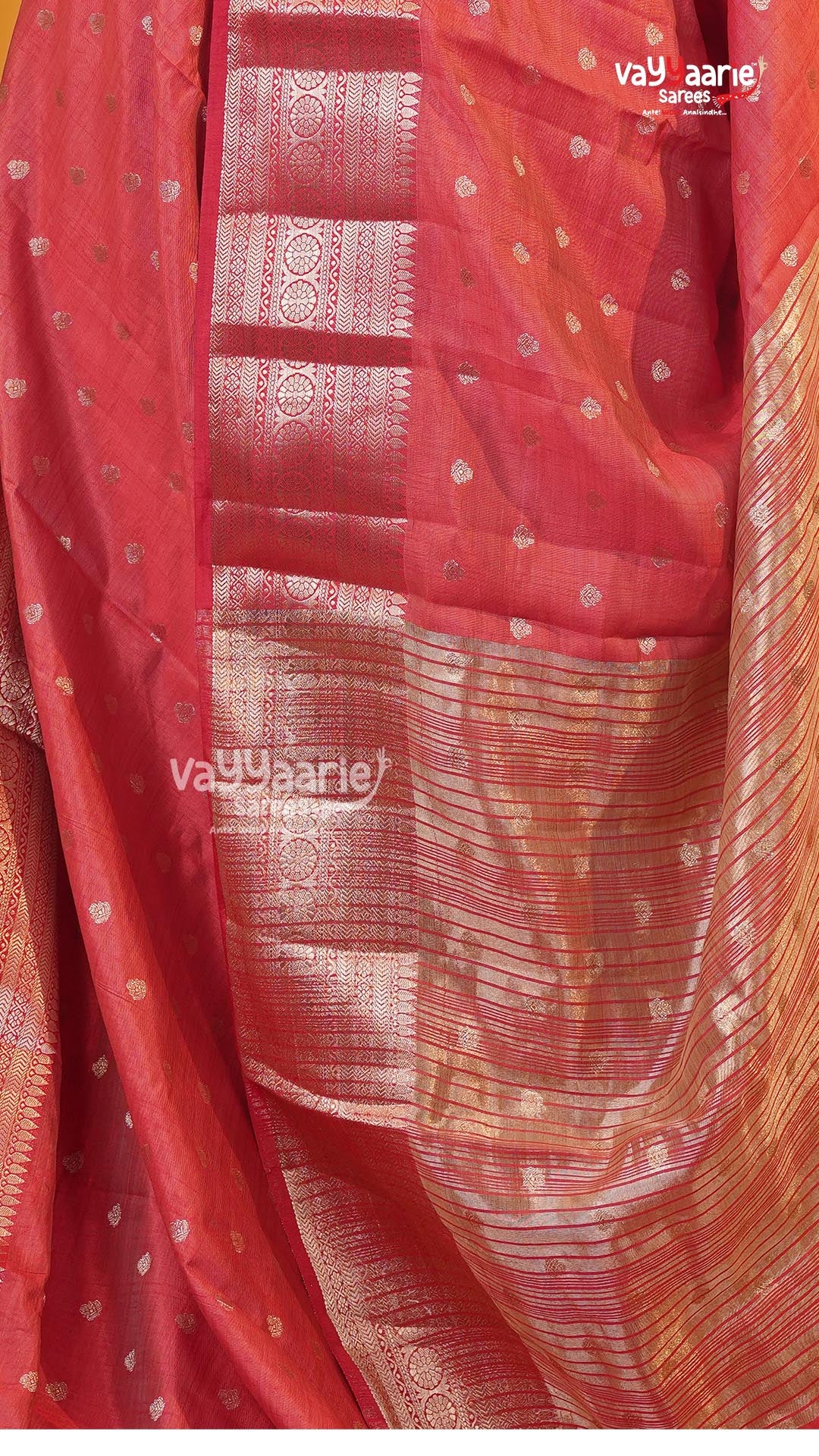 Red Semi Dupion Silk Saree | Fancy Ethnic Wear Saree | Vayyaarie Sarees