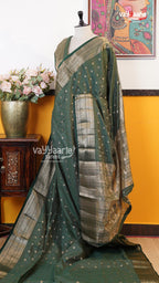 Bottle Green Semi Dupion Silk Saree | Fancy Ethnic Wear Saree | Vayyaarie Sarees