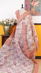 Cream Silk Kota Saree | Classic Handloom Saree | Vayyaarie Sarees