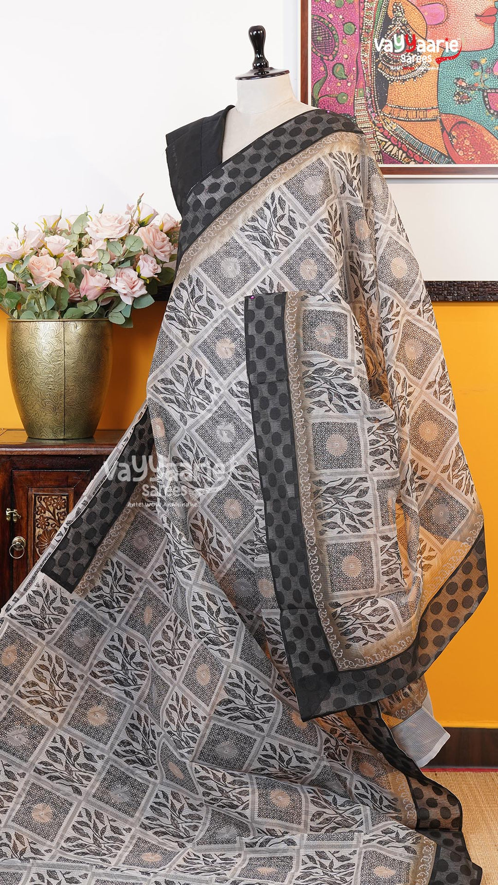 White Silk Kota Saree | Classic Handloom Saree | Vayyaarie Sarees