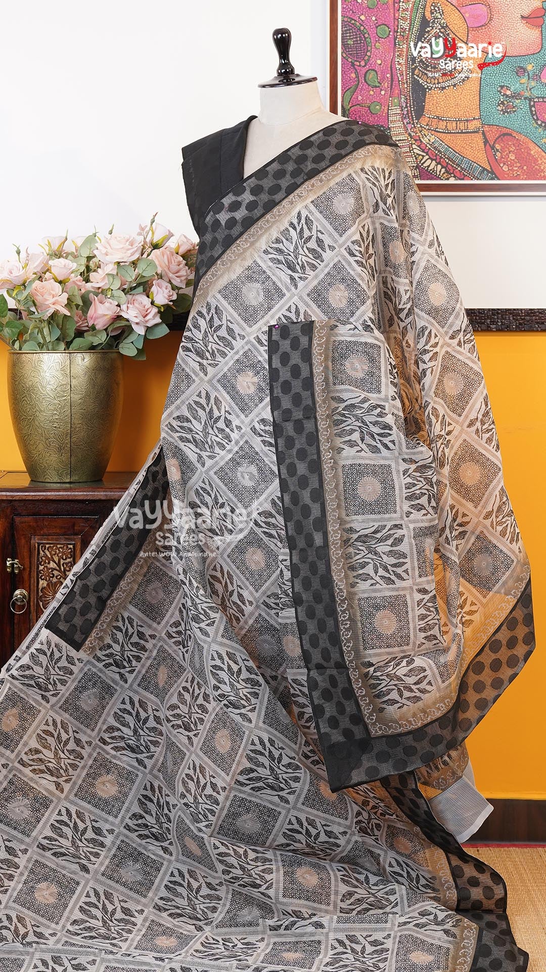 White Silk Kota Saree | Classic Handloom Saree | Vayyaarie Sarees