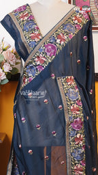 Navy Blue Glass Tissue Saree | Designer Ethnic Wear Saree | Vayyaarie Sarees