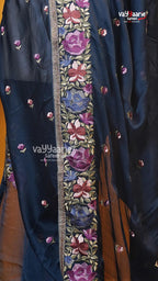 Navy Blue Glass Tissue Saree | Designer Ethnic Wear Saree | Vayyaarie Sarees