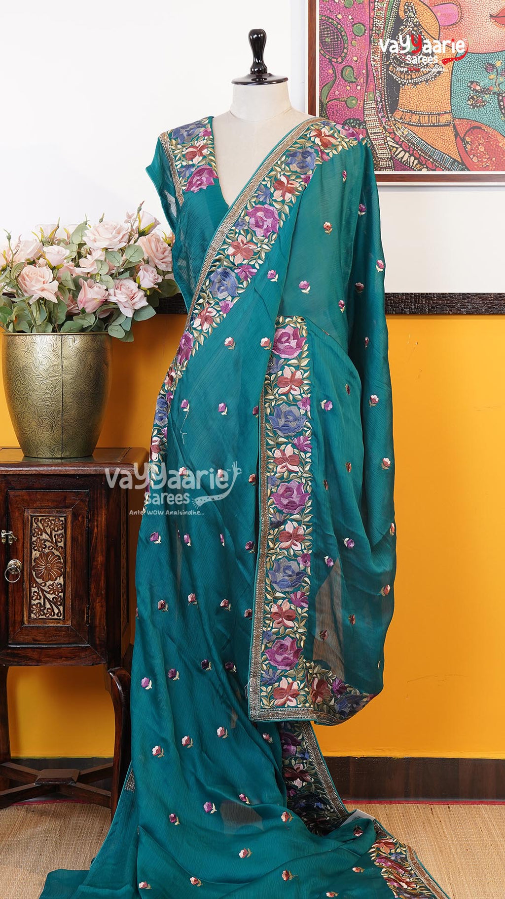 Rama Green Glass Tissue Saree | Designer Ethnic Wear Saree | Vayyaarie Sarees