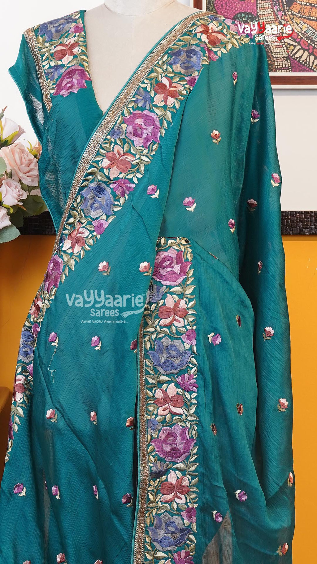 Rama Green Glass Tissue Saree | Designer Ethnic Wear Saree | Vayyaarie Sarees