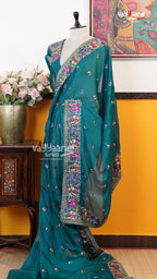 Rama Green Glass Tissue Saree | Designer Ethnic Wear Saree | Vayyaarie Sarees