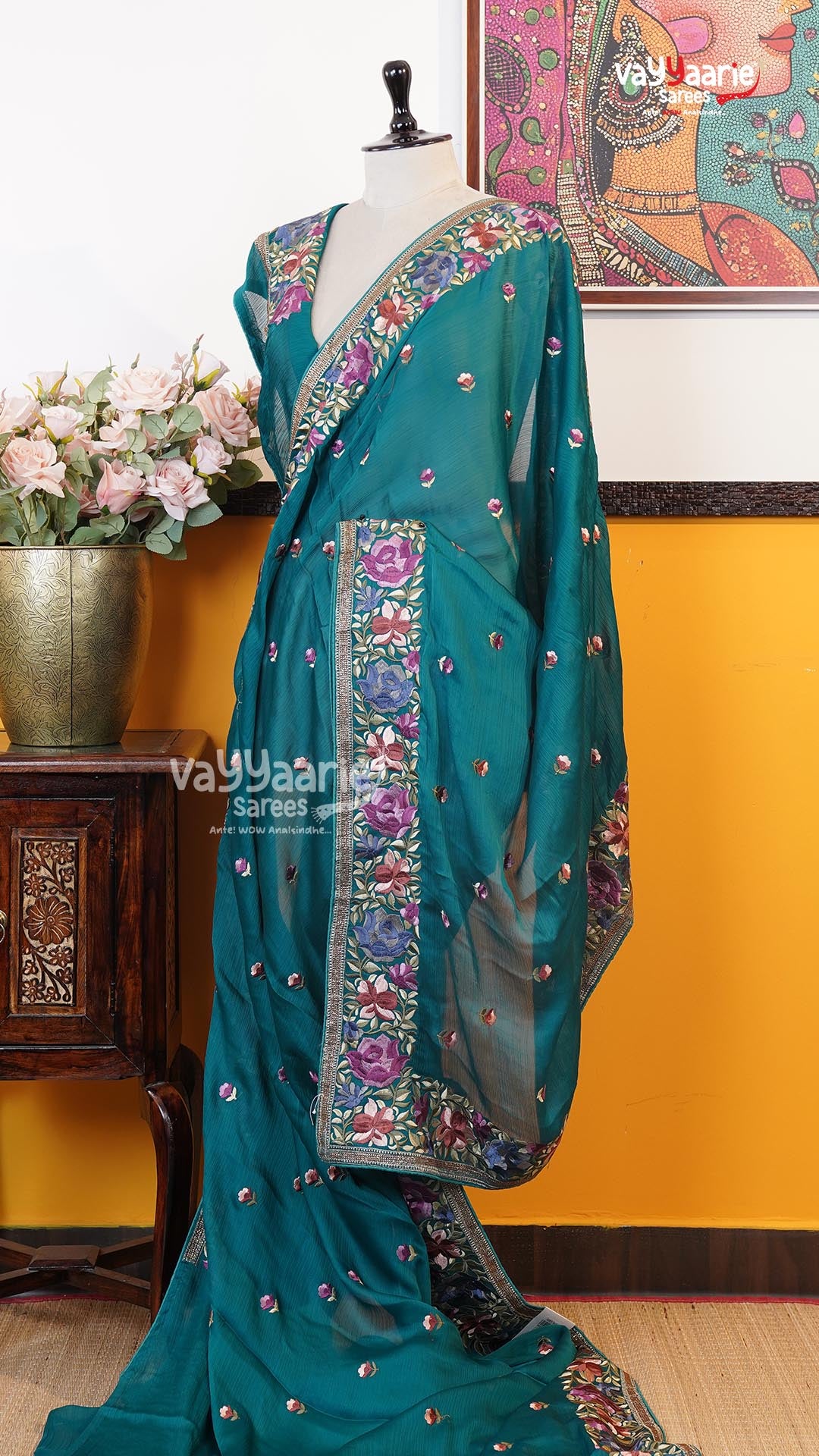 Rama Green Glass Tissue Saree | Designer Ethnic Wear Saree | Vayyaarie Sarees