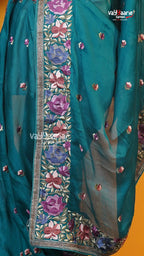 Rama Green Glass Tissue Saree | Designer Ethnic Wear Saree | Vayyaarie Sarees