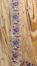 Biscuit Glass Tissue Saree | Designer Ethnic Wear Saree | Vayyaarie Sarees