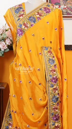 Yellow Glass Tissue Saree | Designer Ethnic Wear Saree | Vayyaarie Sarees