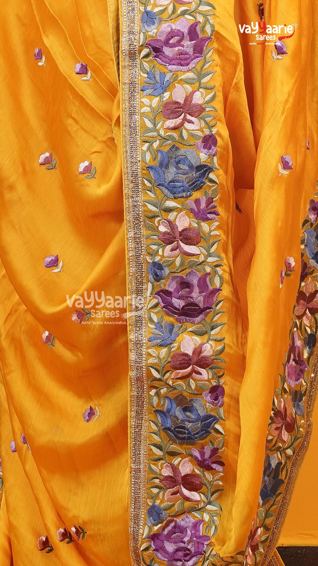Yellow Glass Tissue Saree | Designer Ethnic Wear Saree | Vayyaarie Sarees