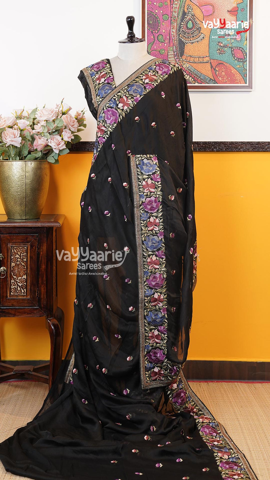 Black Glass Tissue Saree | Designer Ethnic Wear Saree | Vayyaarie Sarees