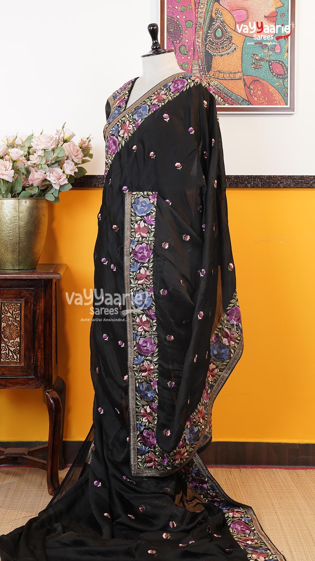 Black Glass Tissue Saree | Designer Ethnic Wear Saree | Vayyaarie Sarees