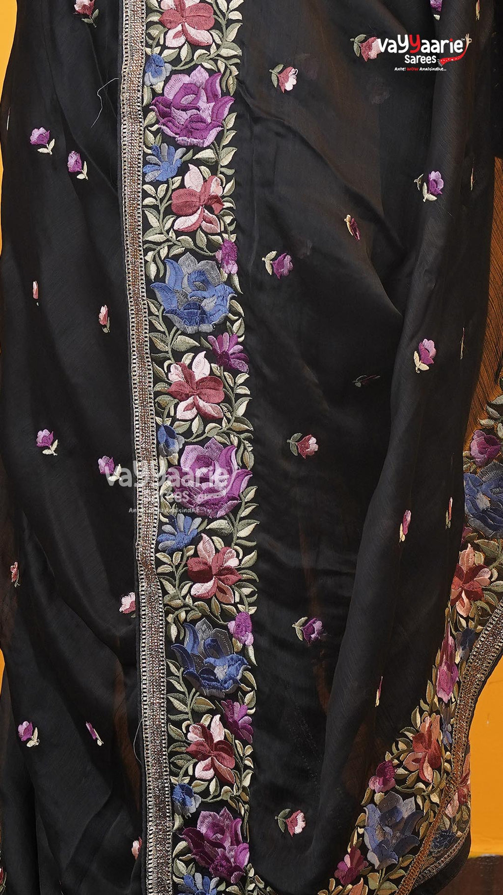 Black Glass Tissue Saree | Designer Ethnic Wear Saree | Vayyaarie Sarees