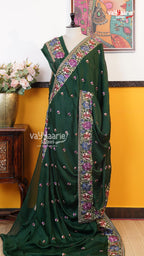 Dark Green Glass Tissue Saree | Designer Ethnic Wear Saree | Vayyaarie Sarees