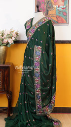 Dark Green Glass Tissue Saree | Designer Ethnic Wear Saree | Vayyaarie Sarees