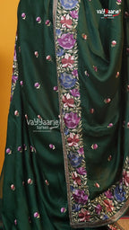 Dark Green Glass Tissue Saree | Designer Ethnic Wear Saree | Vayyaarie Sarees