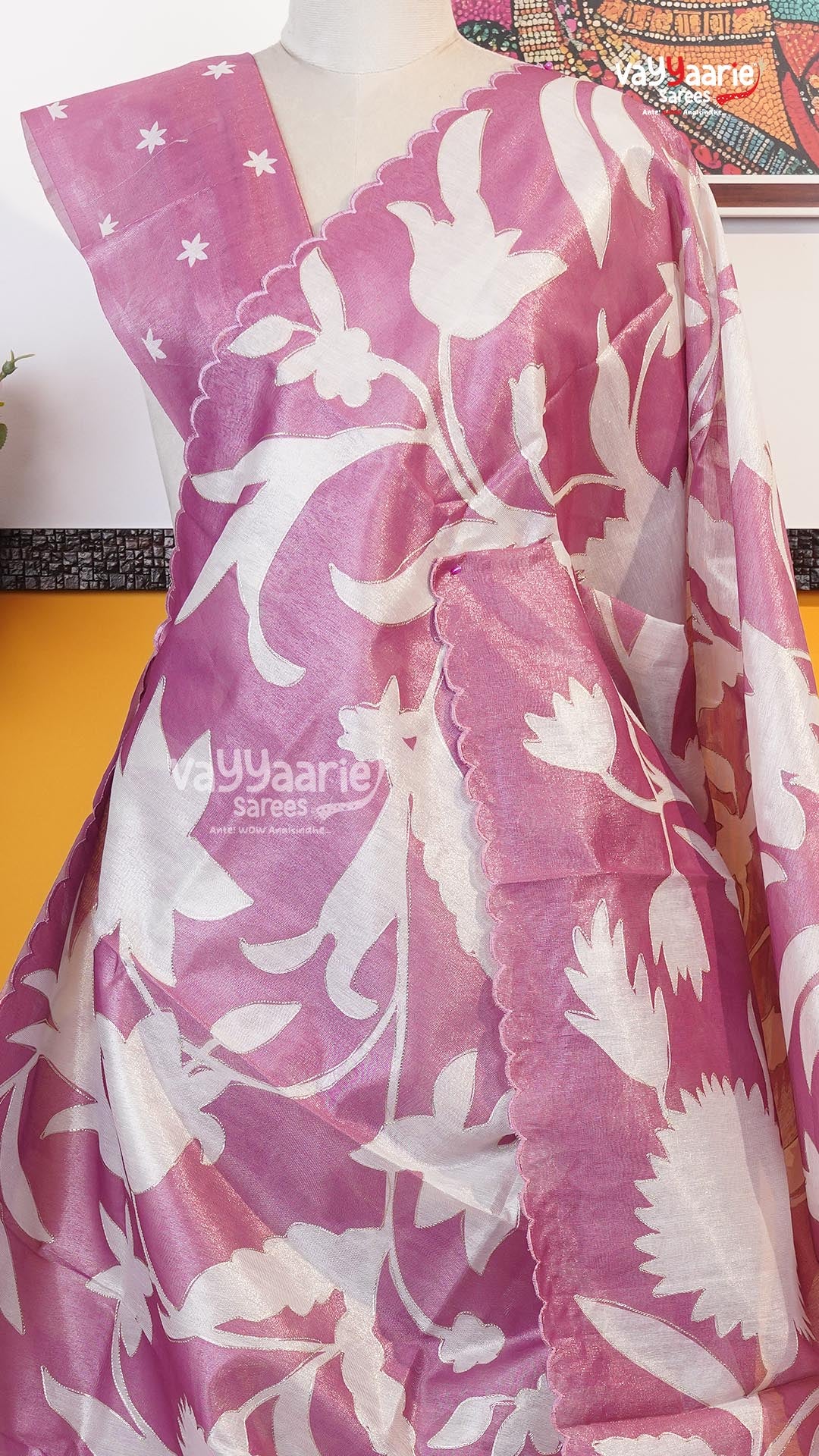 Onion Pink Organza Saree | Fancy Ethnic Wear Saree | Vayyaarie Sarees