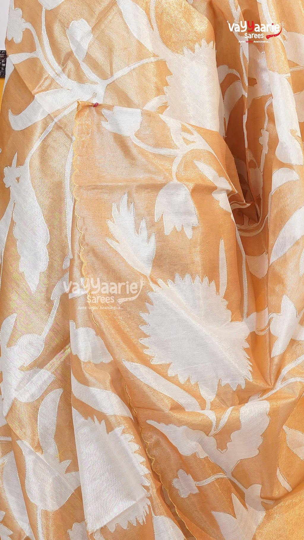 Gold Organza Saree | Fancy Ethnic Wear Saree | Vayyaarie Sarees