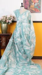 Sea Green Organza Saree | Fancy Ethnic Wear Saree | Vayyaarie Sarees