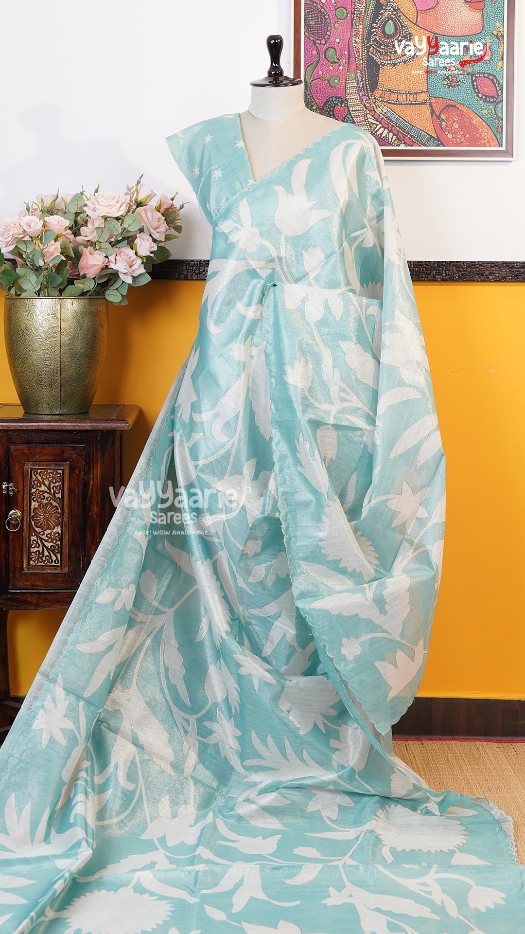Sea Green Organza Saree | Fancy Ethnic Wear Saree | Vayyaarie Sarees