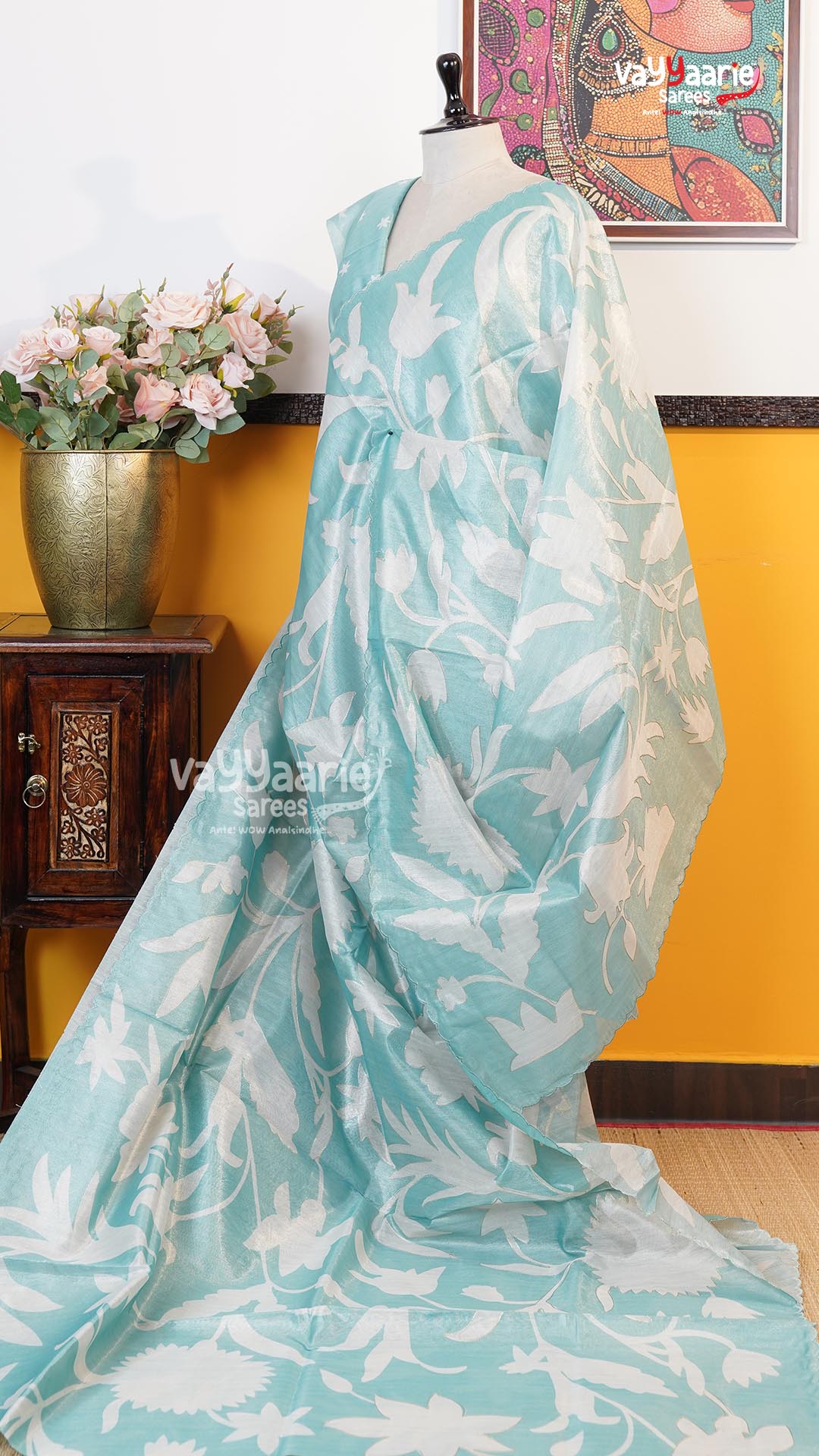 Sea Green Organza Saree | Fancy Ethnic Wear Saree | Vayyaarie Sarees