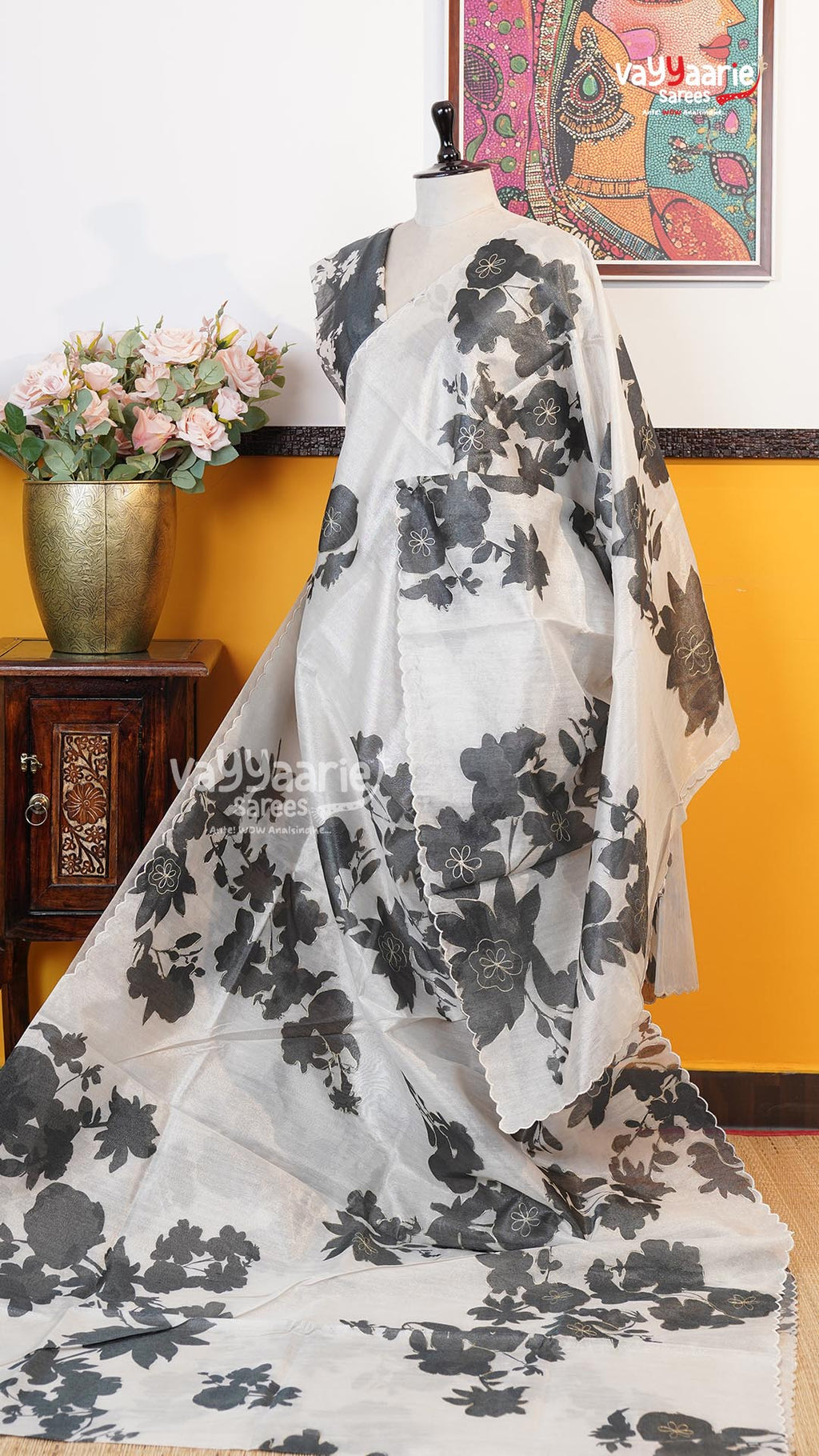 White Organza Saree | Fancy Ethnic Wear Saree | Vayyaarie Sarees