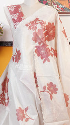 Cream Organza Saree | Fancy Ethnic Wear Saree | Vayyaarie Sarees
