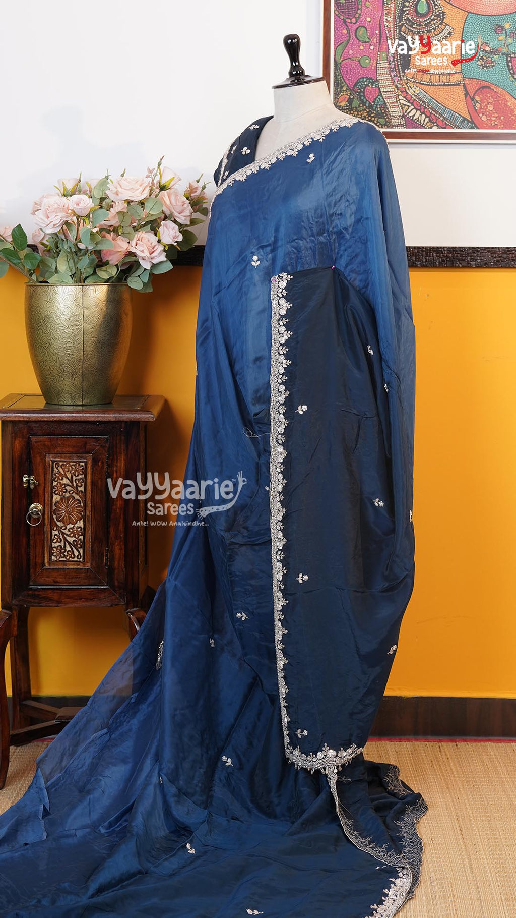 Navy Blue Fancy Saree | Designer Ethnic Wear Saree | Vayyaarie Sarees