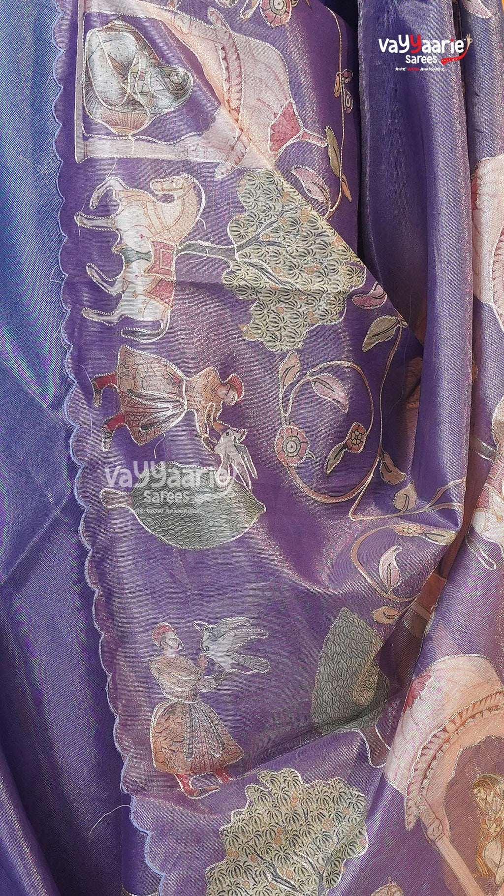 Lavender Organza Saree | Fancy Ethnic Wear Saree | Vayyaarie Sarees